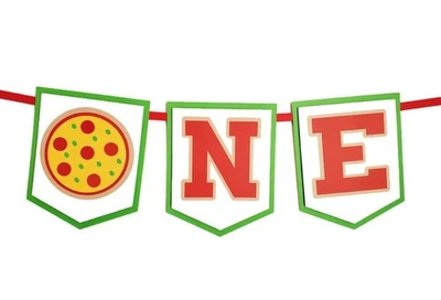 Pizza ONE Estandarte Silla Alta, Niño Niña 1er Cumpleaños Fiesta Decoración Foto 1 de 4