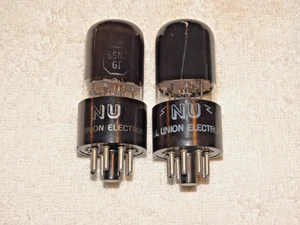 2 x 6SN7GT National Union Tubes*Tested Good*Black Glass*#R10 - Picture 1 of 4