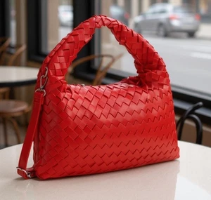 Borsa donna a sacco hobo mono manico capiente spalla tracolla grande intrecciato - Foto 1 di 18