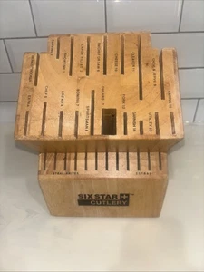 Ronco SIX STAR Cutlery 30‑Slot Solid Wood Knife Block – Honey Oak- Labeled Slots - Picture 1 of 17