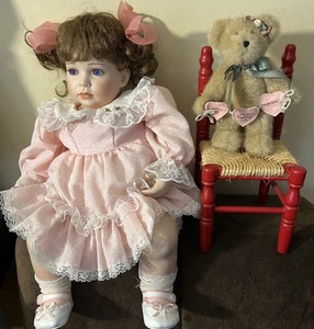 Vintage The Artwork Sitting Porcelain Baby Girl Doll 20 in, 1998 By Donna RuBert - Picture 1 of 21