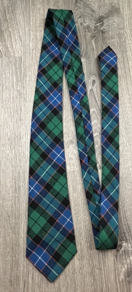 Corbata escocesa a cuadros vintage años 70 100 % lana tartán antiguo clan Mitchell Foto 1 de 4