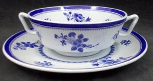 Spode Gloucester Blue Cream Soup Bowl with Saucer No Trim - Picture 1 of 5