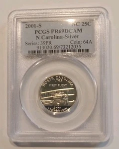 2001 S Silver North Carolina State Quarter PCGS PR69DCAM - Picture 1 of 2