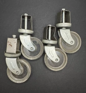 Lot of 4 Vintage CLEAR 2 Inch Plastic Caster Wheels MCM Mid Century - Picture 1 of 14