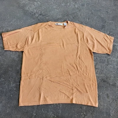 Vintage Bachrach Shirt Mens 2XL XXL Orange Short Sleeve Crew Neck Y2K Tencel - Image 1 of 4