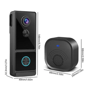 Aoresac 2.4G WiFi Video Doorbell Camera Smart Wireless Remote Doorbell UK7 - Picture 1 of 3