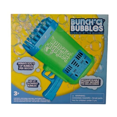 Bunch'a Bubbles Пузырьковый Пистолет Бластер, Спреи 100s Пузырей Светодиодный Перезаряжаемый Новый в коробке - Изображение 1 из 4