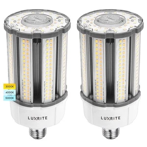 Luxrite 18W/27W/36W LED Corn Light Bulb 3 CCT Up to 5450 Lumens E26/E27 2-Pack - Picture 1 of 7