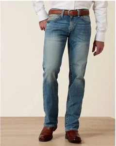 Ariat M7 Jeans Mens 38x32 Blue Slim Fit Straight Leg Western Ranch Workwear - Picture 1 of 10