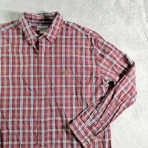Carhartt Herren Langarm Kariertes Button Down Hemd Rot Baumwolle Größe L - Bild 1 von 10