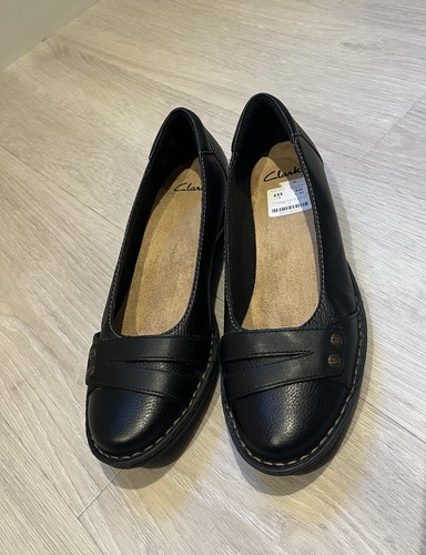 Scarpe Clarks Pegg Abbie donna UK 7 pelle nera slip on comode EU 41