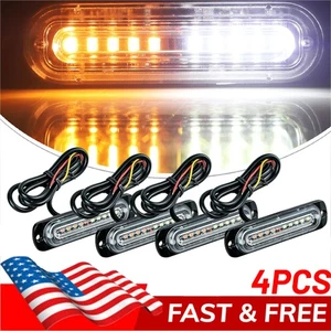 4 luces estroboscópicas 10 LED ámbar/blanco coche camión luces intermitentes de advertencia de emergencia - Imagen 1 de 15