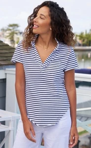 Frank & Eileen Charlotte Perfect Polo Top •S• White British Royal Navy Striped - Picture 1 of 13