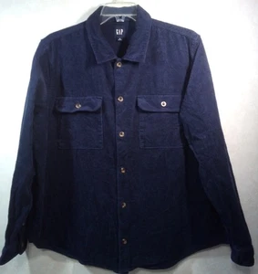 Gap Corduroy Shirt Men XL Blue Pockets Long Sleeve Button Up - Picture 1 of 21