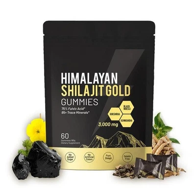 MARKENLOS 1-3X Himalayan Shilajit GOLD Gummies,Organic Extre mely Potent 3000mg DE-