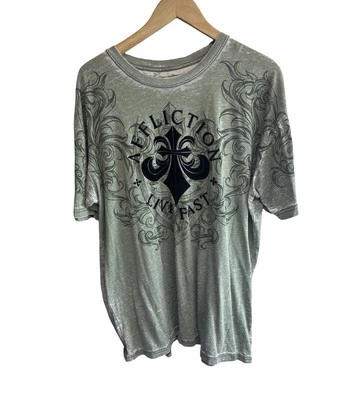Camiseta De Colección Y2K Affliction Para Hombre Gráfica Verde Talla 3XL Foto 1 de 4