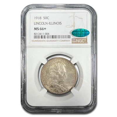 1918 Lincoln Illinois Centennial Half Dollar MS-66+ NGC CAC - Image 1 of 3