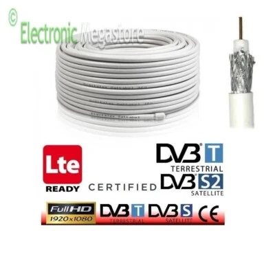 FLA-ELECRONIC CAVO ANTENNA COASSIALE 6,8MM PER TV TERRESTRE E SAT. PVC BIANCO 100MT CLASSE
