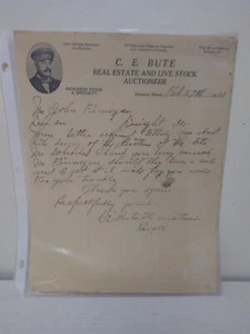 1920 C.E Bute Immobiliare & Live Stock Lettera scritta a mano Ephemera Kempton,Ill - Foto 1 di 4