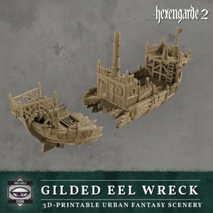 Barcaza miniatura Hexengarde 2 Anguila Dorada Naufragio Warhammer Mordheim Terrain - Imagen 1 de 6