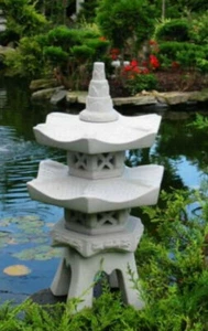 Japanische Steinlaterne --Pagode 2 stöckig-- 70 cm Gartenteich Figur Wetterfest - Bild 1 von 4