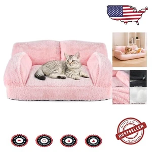 Soft Velvet Cat Couch Dog Bed - Washable Pet Sofa for Cozy Princess Comfort - Picture 1 of 8