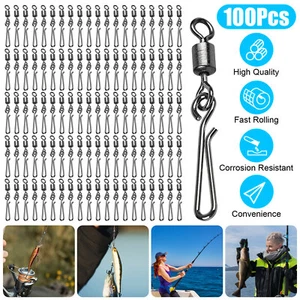 Ball Bearing Fishing Swivel with Fast Snap Clip Stainless Steel Connector Tackle - Picture 1 of 7