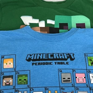 Minecraft Shirt Boys Large 8 Zombie Creeper Pig Steve Art 2 Shirts - Picture 1 of 10