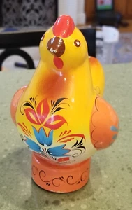 7" Vintage USSR SOVIENT UNION RUSSIAN FOLK ART CHICKEN HEN SOUVENIR HP c.1960'S - Picture 1 of 12