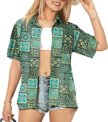 LA LEELA Women's Casual Beach Hawaiian Blouses Shirt T-Shirt Blouse Short - Image 1 of 3