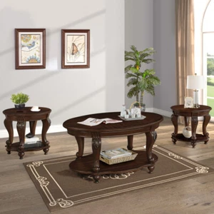 3-Piece Coffee and End Table Set Coffee Table Sets Living Room Furniture - Picture 1 of 24