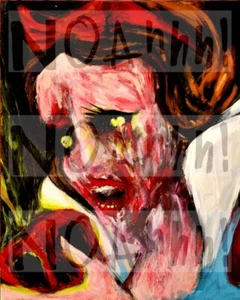Arte de terror zombi blanco como la nieve 8x10 pulgadas firmado arte de terror zombies blancos como la nieve - Imagen 1 de 2
