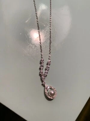$90 nadri 银色珍珠水晶项链 A128 — 第 1/4 张图片