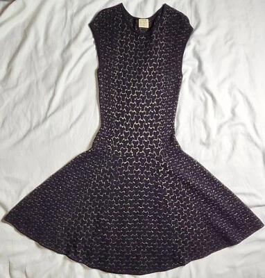 Torn By Ronny Kobo Women's Black Dress Size Medium Stretch Geometric A Line - Imagem 1 de 4