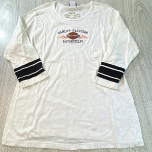 Women's Harley-Davidson 3/4 Sleeve Scoop Neck Shirt White Embroidered Iowa 2XL - Picture 1 of 4
