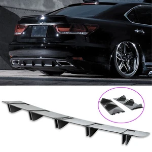 For Lexus LS400 LS430 LS460 Carbon Rear Bumper Lip Diffuser 5 Shark Fins Spoiler - Picture 1 of 13