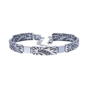 Bracciale Donna con Zirconia 925 Argento Sterling Ossidiato Catena Nessuno Inox - Foto 1 di 1
