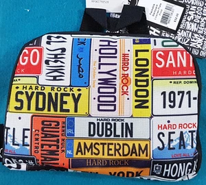 MOCHILA PLEGABLE LIGERA INTERNACIONAL CON IMPRESIÓN DE MATRÍCULA Hard Rock Café NUEVA CON ETIQUETAS - Imagen 1 de 7