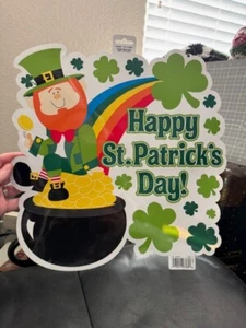 Happy St Patrick's Day Leprechaun Pot of Gold Shamrocks Cutout Wall Decorations - Picture 1 of 1