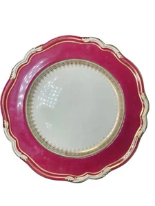 Spode Copelands, banda rosa roja, borde de filigrana dorada, Y719, estampado, placa 10-1/2 - Imagen 1 de 10