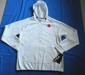 NWT Mens Sweatshirt-FILA SPORT-white/gray marled cotton stretch hooded ls-L - Picture 1 of 3