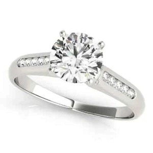 0.85 Ct Round Cut Lab Created Diamond Engagement Wedding Ring 14K White Gold - Picture 1 of 6