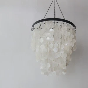 Capiz Shell Chandelier Black and White Design - Picture 1 of 6
