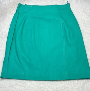 Vintage Wilsons 100% Leather Green Skirt Sz 8 - Picture 1 of 8