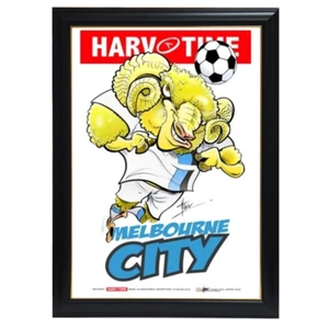 Melbourne City, a-league Mascot Harv Time Print Framed - Picture 1 of 1