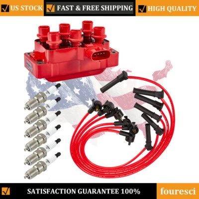 Bobina de encendido FD480 y 6 bujías y 6 cables para Ford Explorer Sport Trac V6 4,0 l Foto 1 de 4