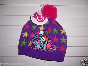 My Little Pony RAINBOW DASH Girl's Purple Winter Knit Hat Cap Beanie W/Pom Pom - Picture 1 of 3