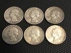 Lot of 6 U.S. Mixed Date Washington Silver Quarter Dollars