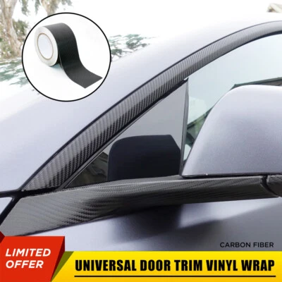 65' 3" Carbon Fiber Vinyl Wrap Roll Sheet Film For Door Trim Tint Chrome Delete - Image 1 of 4